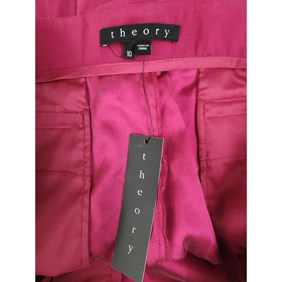 Theory NWT Pleated Silk Shorts Sherlyn Rum Punch Pocket Purple Pink 10 - Picture 3 of 4